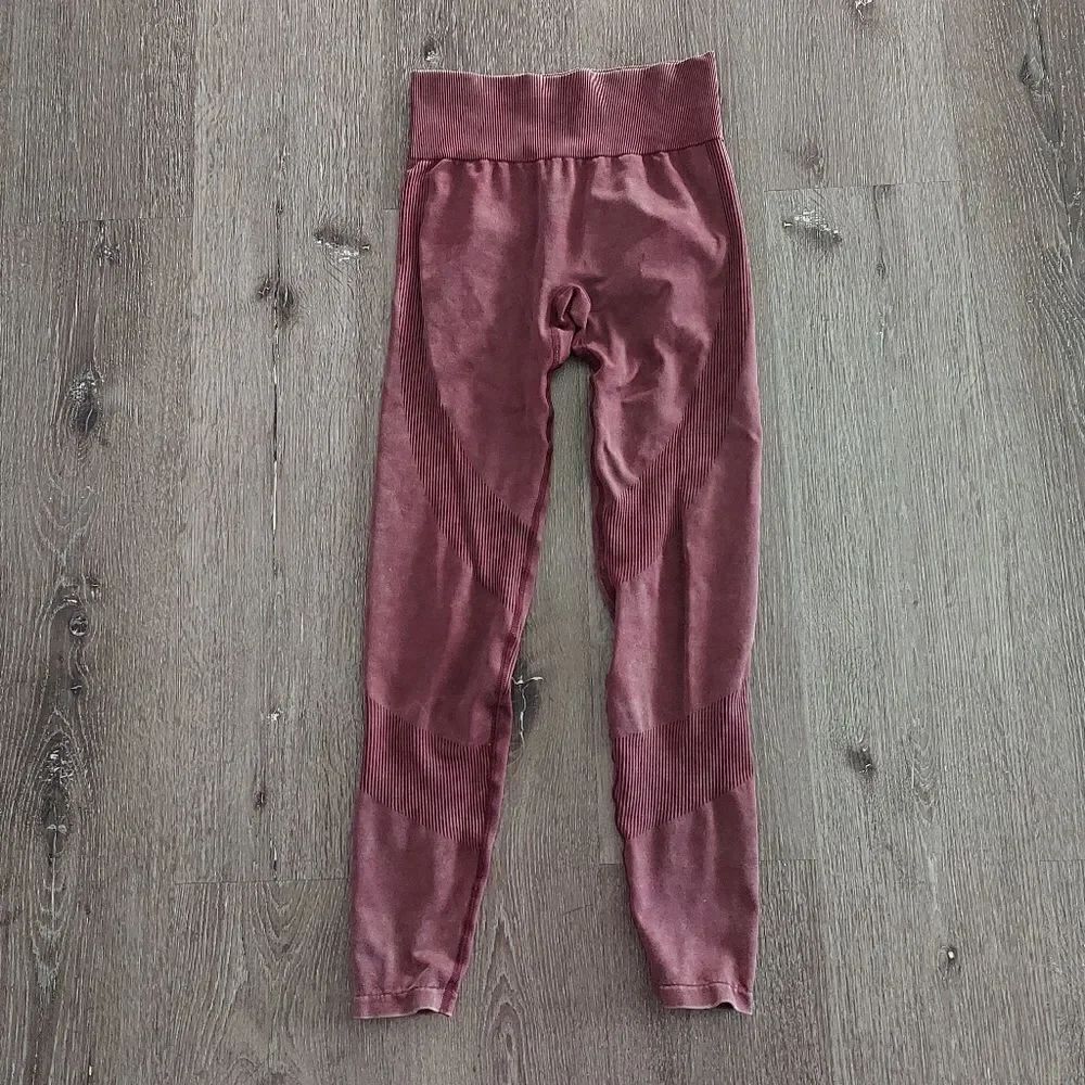 PINK by Victoria's Secret Burgundy Seamless High Waist Workout Tight Leggings S